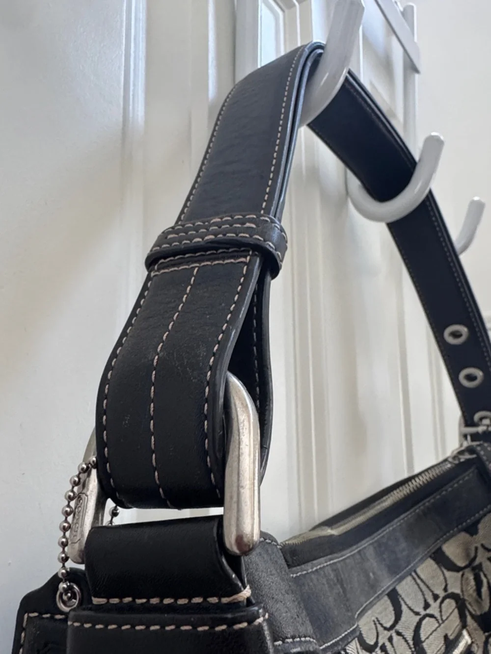 Coach Vintage Black and Gray Signature Jacquard Shoulder Bag